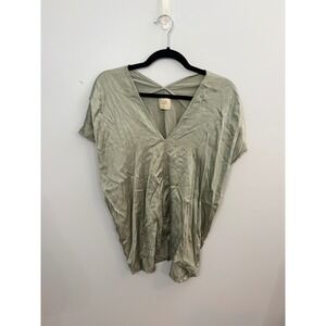 Tina Jo XS Green‎ Rayon V-Neck Short Sleeve Tunic Top